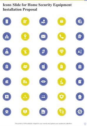 Home Security Equipement Instalaltion Icons Slide For One Pager Sample Example Document