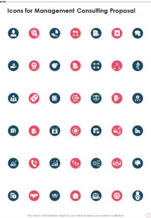 Icons For Management Consulting Proposal One Pager Sample Example Document