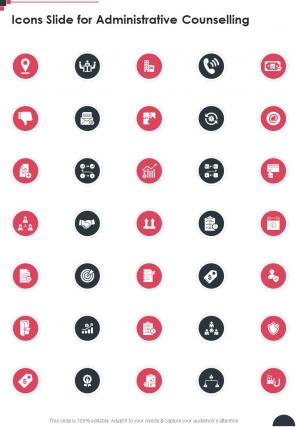 Icons Slide For Administrative Counselling One Pager Sample Example Document
