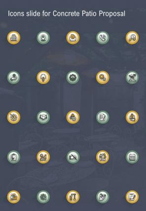 Icons Slide For Concrete Patio Proposal One Pager Sample Example Document
