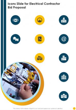 Icons Slide For Electrical Contractor Bid Proposal One Pager Sample Example Document