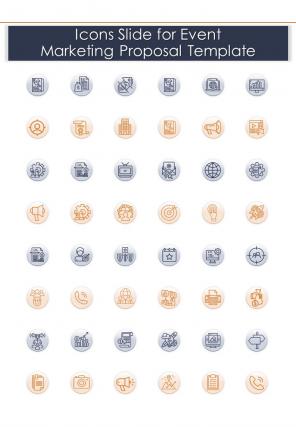 Icons Slide For Event Marketing Proposal Template One Pager Sample Example Document