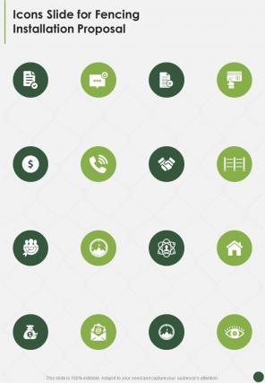 Icons Slide For Fencing Installation Proposal One Pager Sample Example Document
