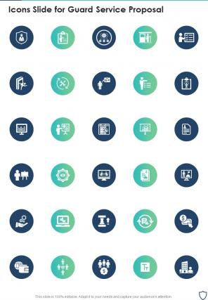 Icons Slide For Guard Service Proposal One Pager Sample Example Document