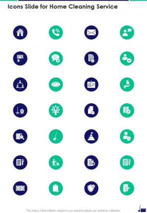 Icons Slide For Home Cleaning Service One Pager Sample Example Document