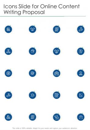 Icons Slide For Online Content Writing Proposal One Pager Sample Example Document