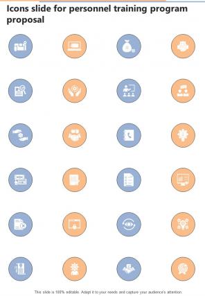 Icons Slide For Personnel Training Program Proposal One Pager Sample Example Document