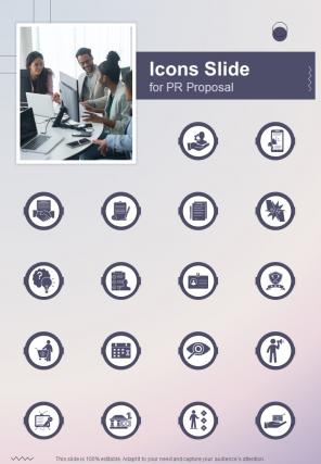 Icons Slide For Pr Proposal One Pager Sample Example Document
