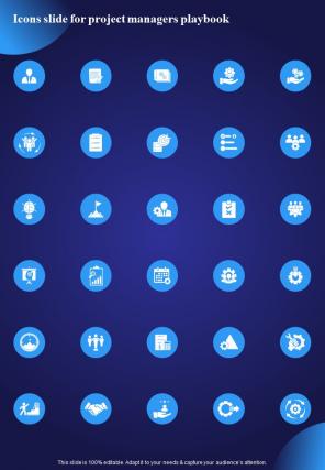 Icons Slide For Project Managers Playbook One Pager Sample Example Document