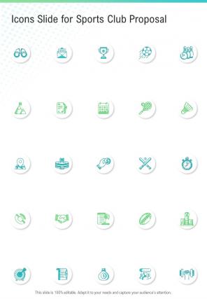Icons Slide For Sports Club Proposal One Pager Sample Example Document