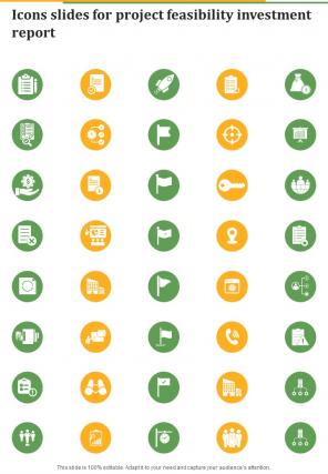Icons Slides For Project Feasibility Investment Report One Pager Sample Example Document