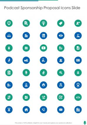 Podcast Sponsorship Proposal Icons Slide One Pager Sample Example Document