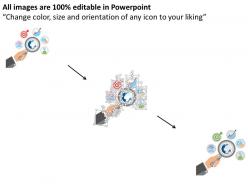 0115 human hand holding magnifier with multiple icons for data search powerpoint template