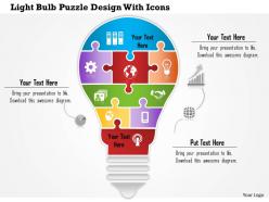 0814 business consulting light bulb puzzle design with icons powerpoint slide template