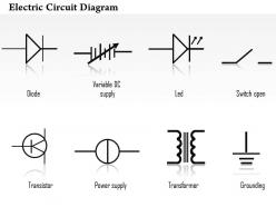 0814 electric circuit diagrams diode led transistor transformer icons grounding variable dc supply ppt slides