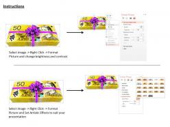 0814 fifty dollar note bundle with gift wrap shows gifting ideas image graphics for powerpoint