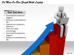 1013 3d man on bar graph with laptop ppt graphics icons powerpoint