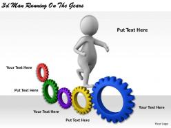 1113 3d man running on the gears ppt graphics icons powerpoint