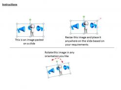 1113 3d man standing in megaphones ppt graphics icons powerpoint