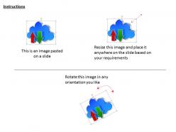 1114 blue cloud icon with upload and download arrow image graphics for powerpoint