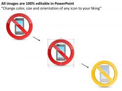 1114 no mobile phone icons with red warning sign ppt slide