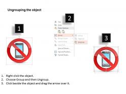 1114 no mobile phone icons with red warning sign ppt slide