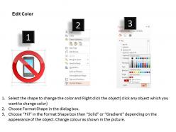 1114 no mobile phone icons with red warning sign ppt slide