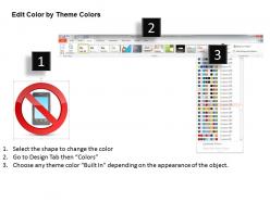 1114 no mobile phone icons with red warning sign ppt slide
