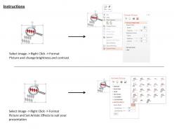 1114 red 3d men with white men and magnifying glass for right selection ppt graphics icons