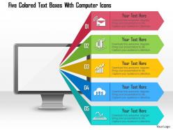 1214 five colored text boxes with computer icons powerpoint template