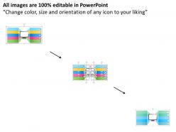 1214 monitor with five staged text boxes with icons powerpoint template