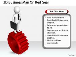 1813 3d business man on red gear ppt graphics icons powerpoint