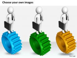 1813 3d business man on red gear ppt graphics icons powerpoint