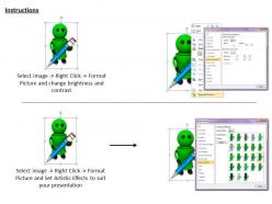 2413 green robot with pencil ppt graphics icons powerpoint