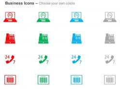 24 by 7 technical support call center fax bar code ppt icons graphics