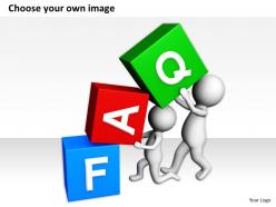 2513 3d people holding faq cubes ppt graphics icons powerpoint