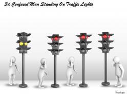 3d confused man standing on traffic lights ppt graphics icons powerpoint
