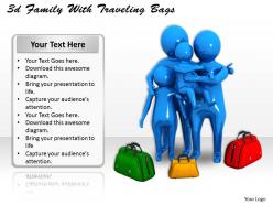 3d family with traveling bags ppt graphics icons powerpoint
