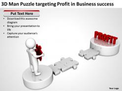 3d man puzzle targeting profit in business success ppt graphics icons