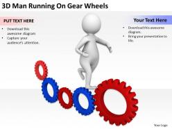 3d man running on gear wheels ppt graphics icons powerpoint