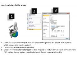 3d man sitting on globe with the laptop ppt graphics icons powerpoint