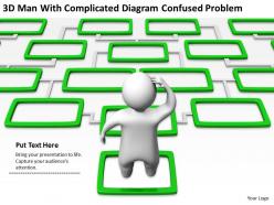 3d man with complicated diagram confused problem ppt graphics icons