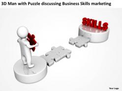 3d man with puzzle discussing business skills marketing ppt graphics icons