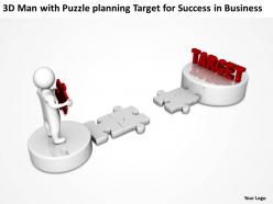 3d man with puzzle planning target for success in business ppt graphics icons