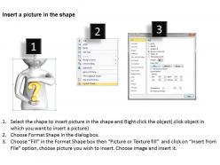 3d man with question mark hovering between hands ppt graphics icons powerpoint