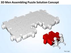 3d men assembling puzzle solution concept ppt graphics icons powerpoint