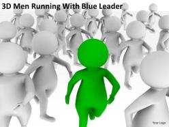 3d men running with blue leader ppt graphics icons powerpoint