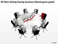 3d men sitting having business meeting bar graph ppt graphics icons