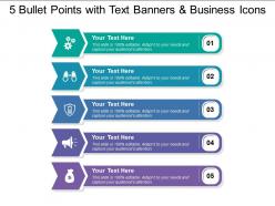 5 bullet points with text banners and business icons