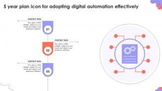 5 Year Plan Icon For Adopting Digital Automation Effectively